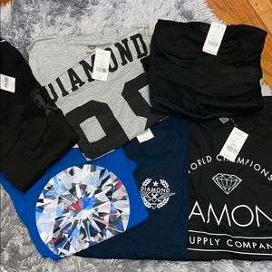 Six large size Diamond supply co shirts